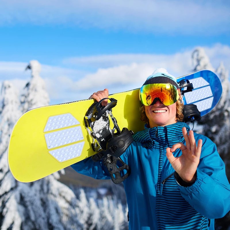 Kathfly 4 Pcs Snowboard Stomp Pads 3D Black and Clear Anti Slip Stomp Pad Mat for Men and Women Outdoor Sports to Enhance Snowboarding Skills - Image 5